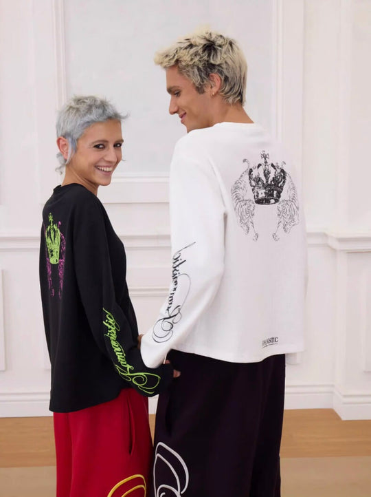 KARMANISTIC Printed Waffle Long Sleeve Tee | Face 3 Face