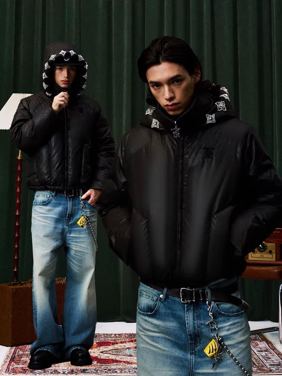 YADcrew Detachable Pearl Hood Down Jacket | Face 3 Face