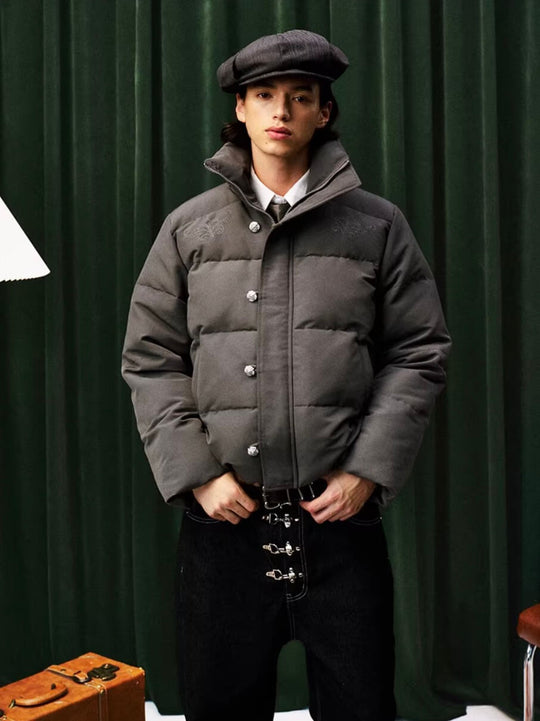 YADcrew Decorative Snap Button Puffer Jacket | Face 3 Face