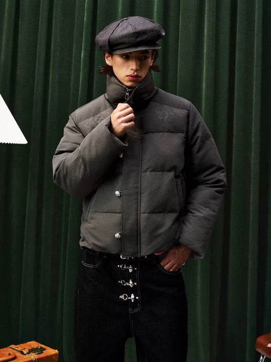 YADcrew Decorative Snap Button Puffer Jacket | Face 3 Face