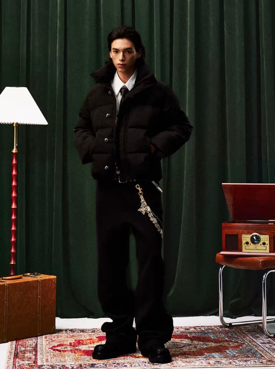 YADcrew Decorative Snap Button Puffer Jacket | Face 3 Face