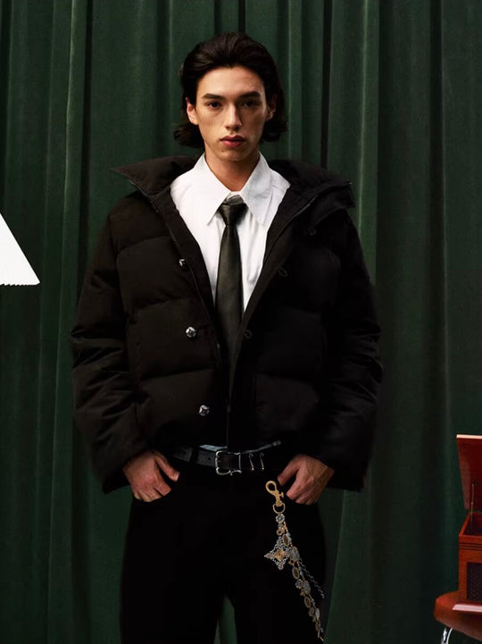 YADcrew Decorative Snap Button Puffer Jacket | Face 3 Face