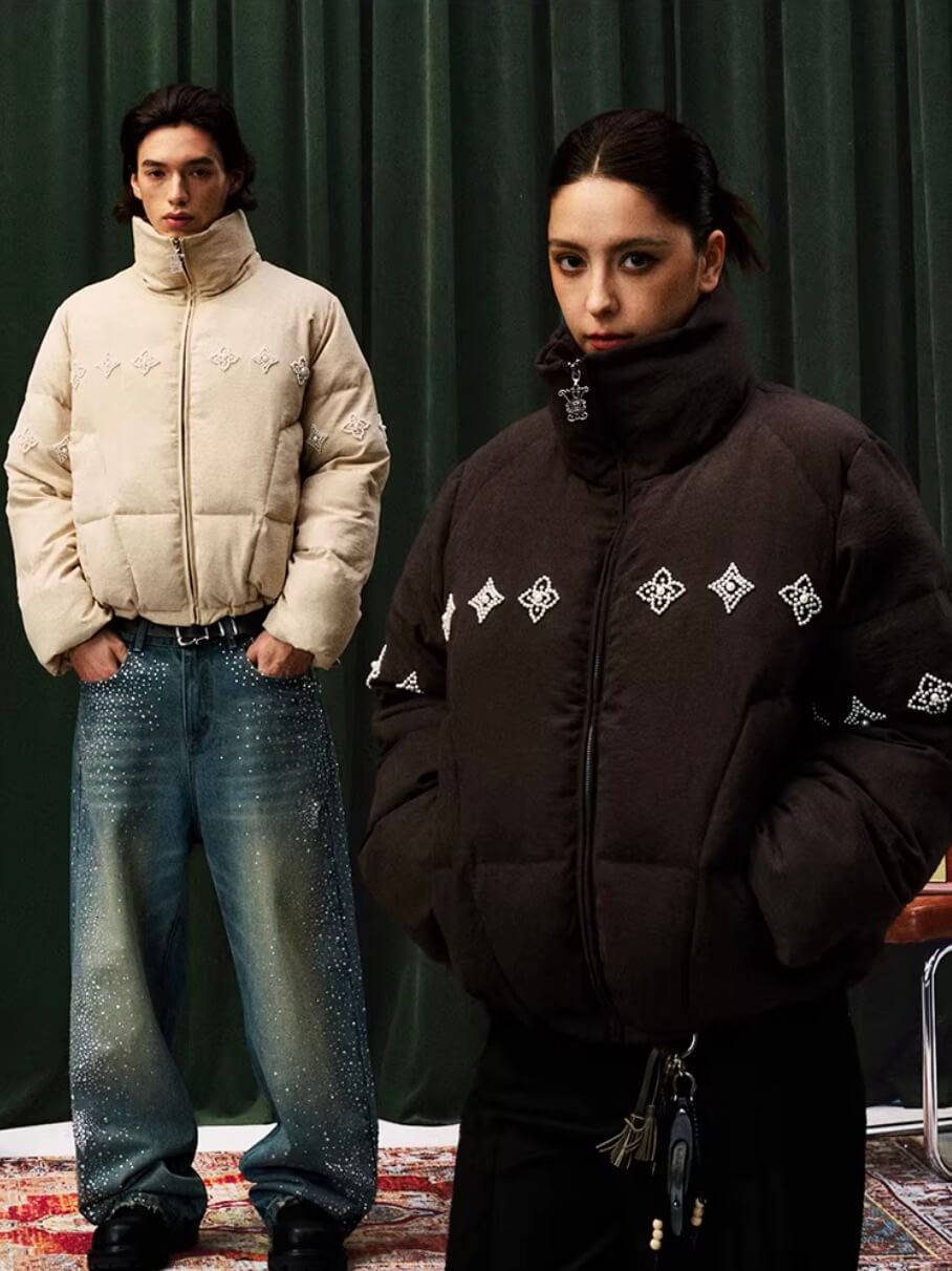 YADcrew Pearl Beaded Puffer Jacket | Face 3 Face