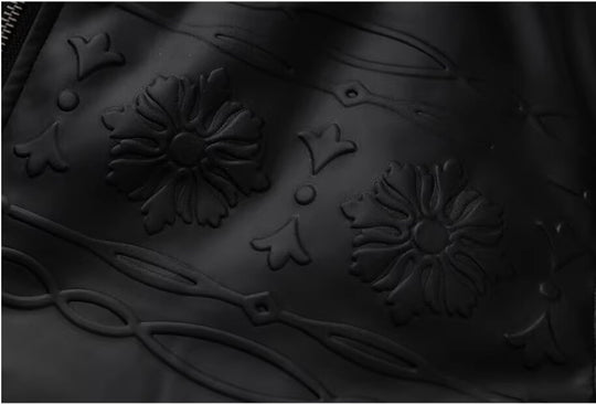 YADcrew Embossed PU Leather Down Jacket | Face 3 Face