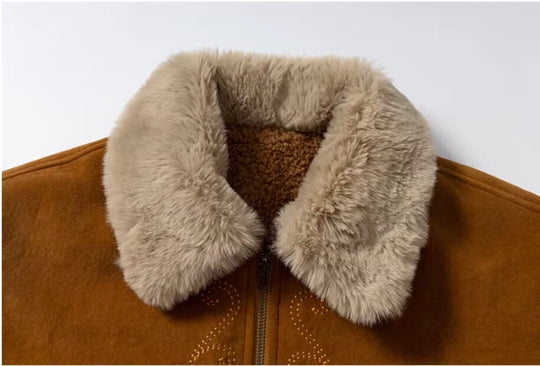 YADcrew Fur Collar Fleece Lined Bomber Jacket | Face 3 Face