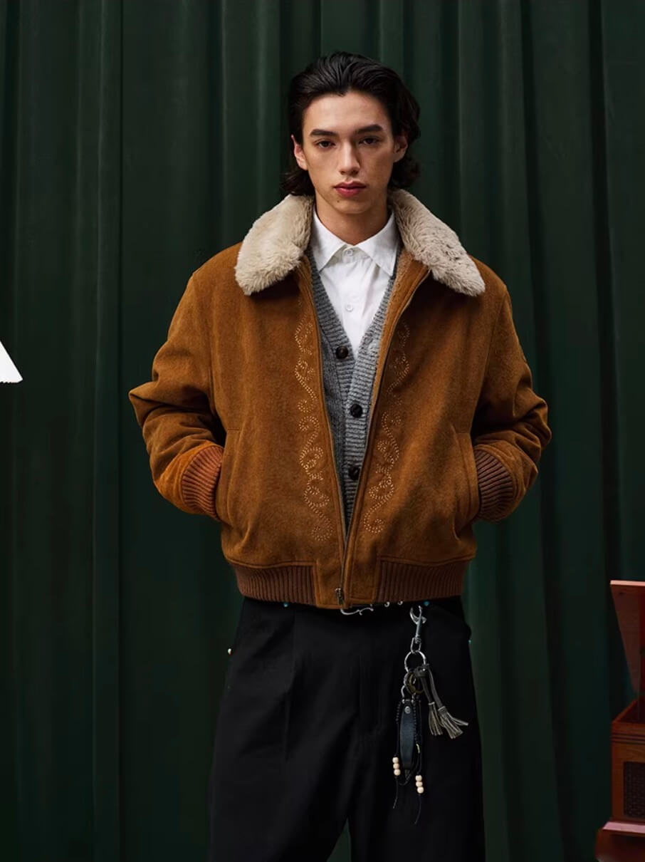 YADcrew Fur Collar Fleece Lined Bomber Jacket | Face 3 Face