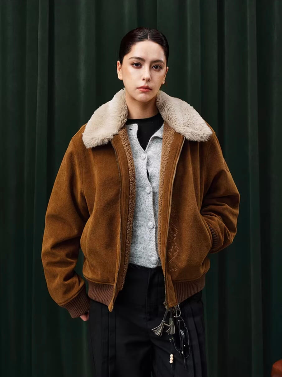 YADcrew Fur Collar Fleece Lined Bomber Jacket | Face 3 Face