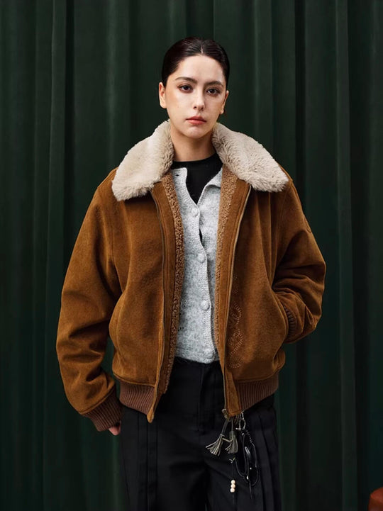 YADcrew Fur Collar Fleece Lined Bomber Jacket | Face 3 Face