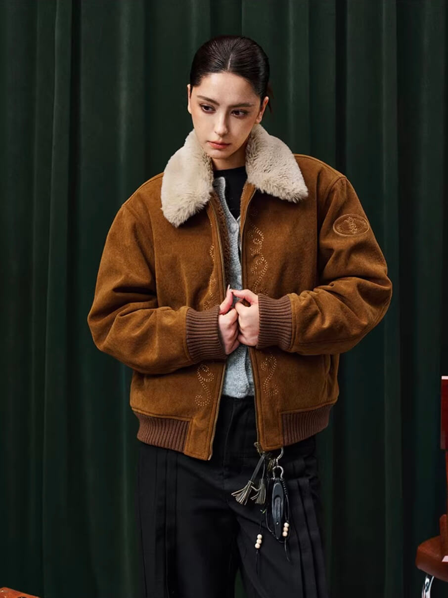 YADcrew Fur Collar Fleece Lined Bomber Jacket | Face 3 Face