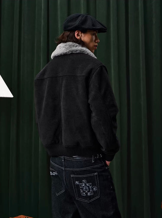 YADcrew Fur Collar Fleece Lined Bomber Jacket | Face 3 Face