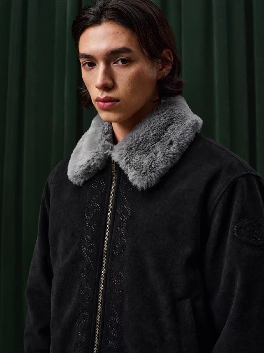 YADcrew Fur Collar Fleece Lined Bomber Jacket | Face 3 Face