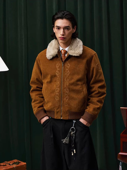 YADcrew Fur Collar Fleece Lined Bomber Jacket | Face 3 Face