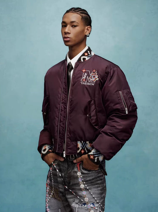 YADcrew x MEDM Ethnic Ribbed MA-1 Bomber Jacket | Face 3 Face