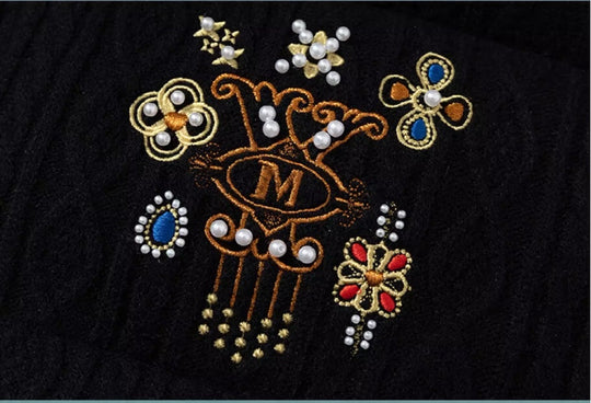 YADcrew x MEDM Cable Knit Pearl Embroidered Puffer Jacket | Face 3 Face