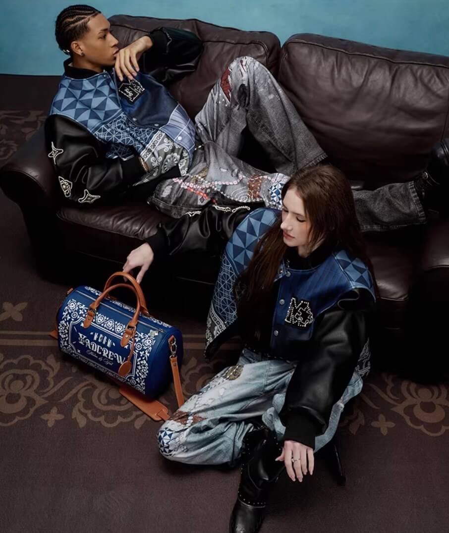 YADcrew x MEDM Patchwork Ethnic Pattern Varsity Jacket | Face 3 Face