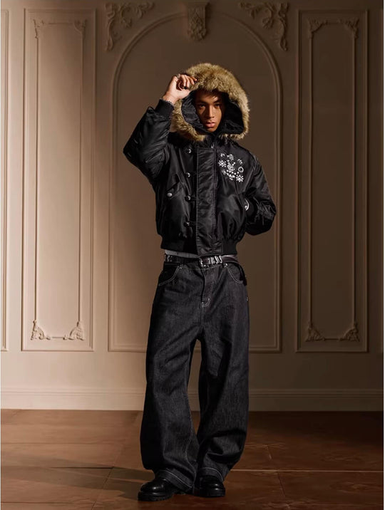 YADcrew Faux Fur Hood N-2B Bomber Jacket | Face 3 Face