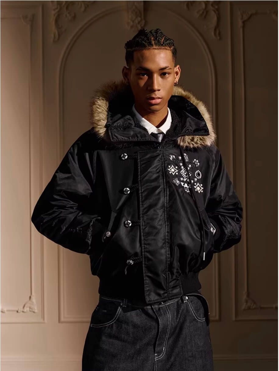 YADcrew Faux Fur Hood N-2B Bomber Jacket | Face 3 Face