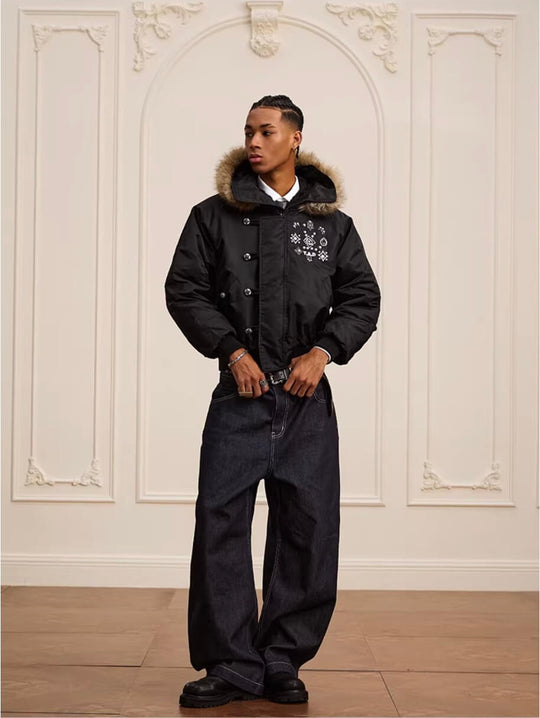 YADcrew Faux Fur Hood N-2B Bomber Jacket | Face 3 Face