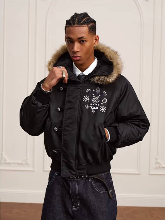 YADcrew Faux Fur Hood N-2B Bomber Jacket | Face 3 Face