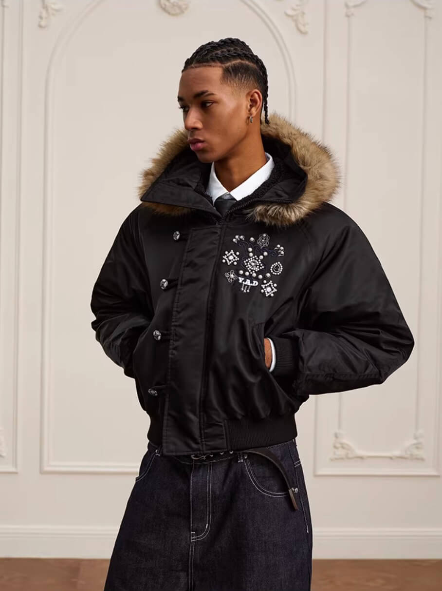 YADcrew Faux Fur Hood N-2B Bomber Jacket | Face 3 Face