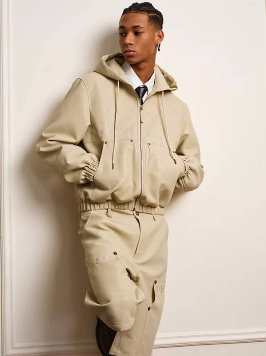 YADcrew Crackle Glitter PU Leather Hooded Jacket | Face 3 Face