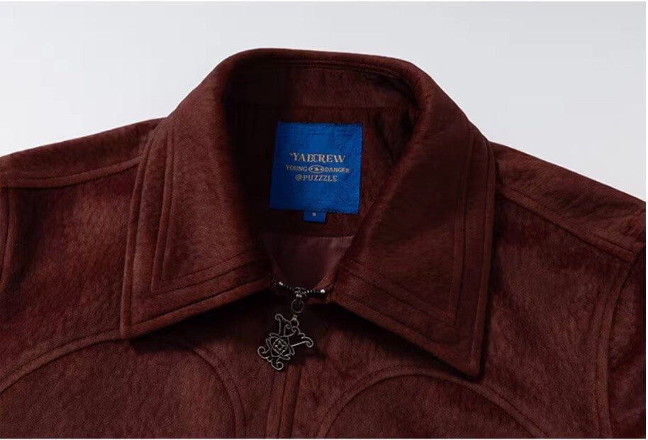 YADcrew Red Faux Horsehair Racing Jacket | Face 3 Face