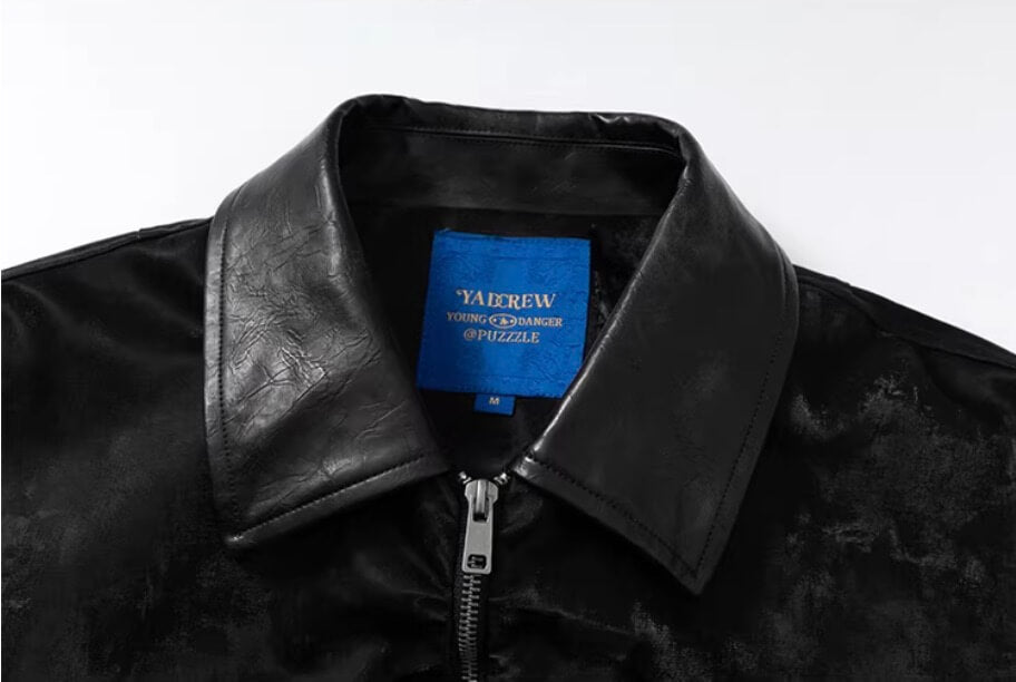 YADcrew Pleated Front Velvet PU Leather Jacket | Face 3 Face