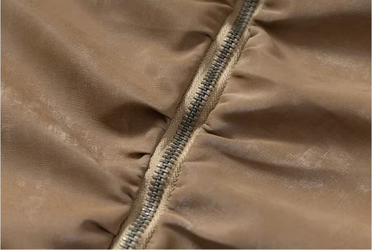 YADcrew Pleated Front Velvet PU Leather Jacket | Face 3 Face