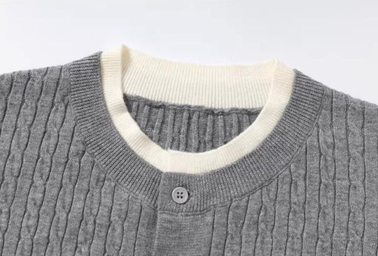 YADcrew Cable Knit Crew Neck Cardigan | Face 3 Face