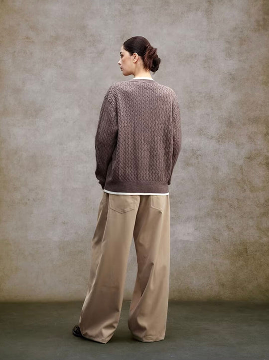 YADcrew Cable Knit Crew Neck Cardigan | Face 3 Face