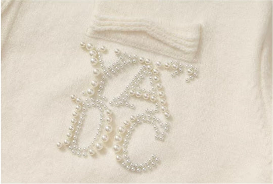 YADcrew Pearl Embellished Jacquard Knit Crew Neck Cardigan | Face 3 Face