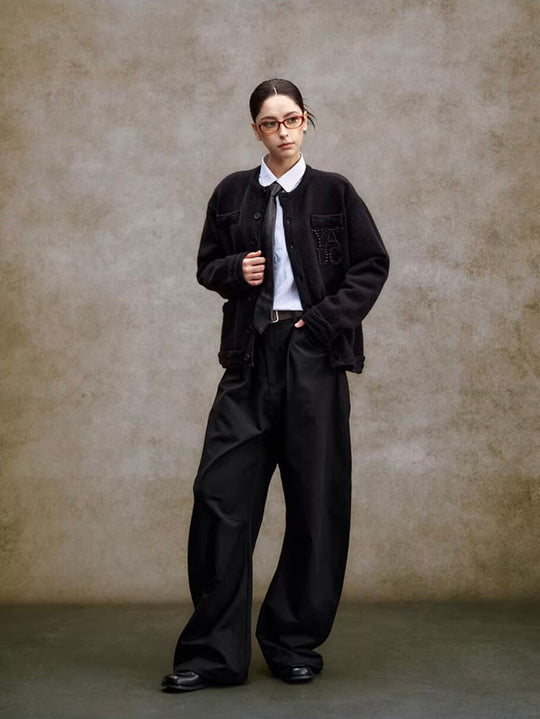 YADcrew Pearl Embellished Jacquard Knit Crew Neck Cardigan | Face 3 Face