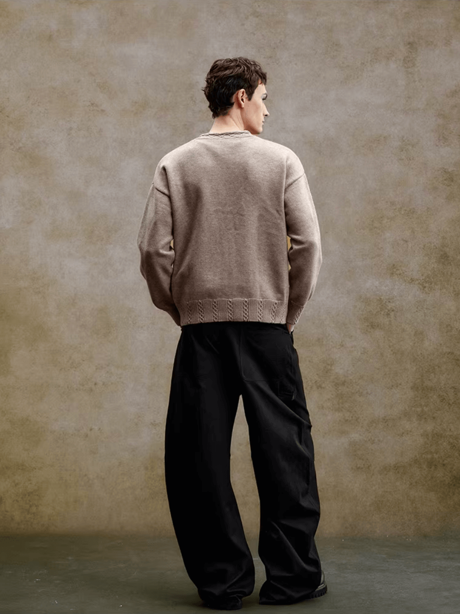 YADcrew Cable Rib V Neck Embroidered Knit Cardigan | Face 3 Face