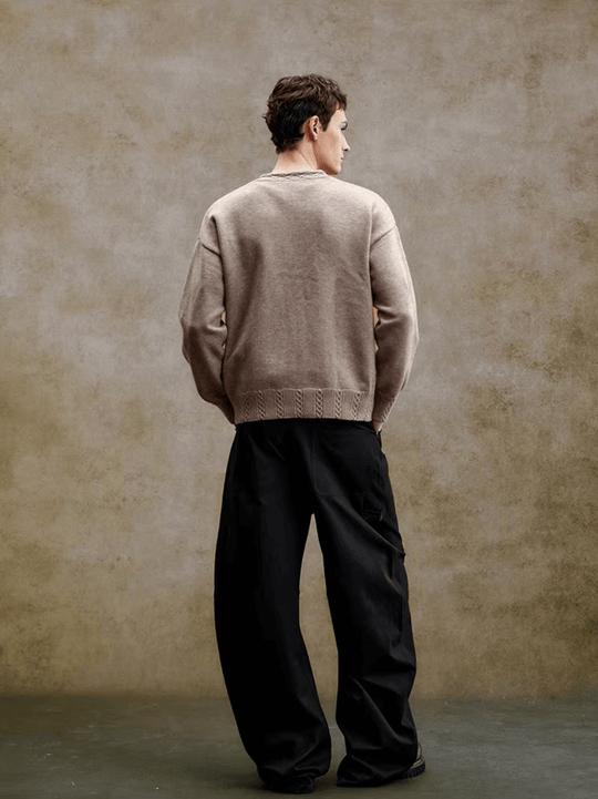 YADcrew Cable Rib V Neck Embroidered Knit Cardigan | Face 3 Face