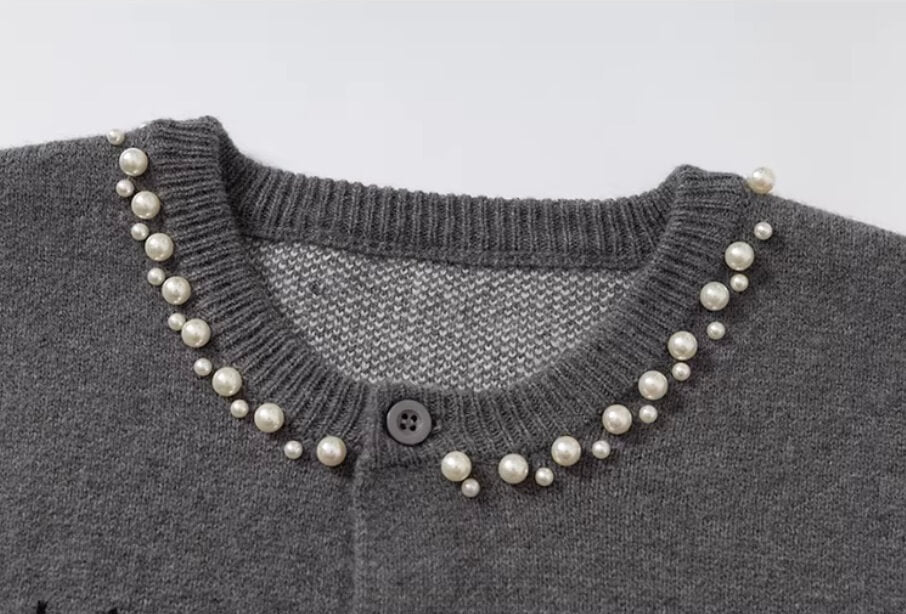 YADcrew Pearl Embellished Fair Isle Knit Crew Neck Cardigan | Face 3 Face