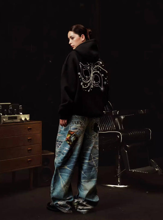 YADcrew x BIPOLAR Puzzle Pearl Embroidered Hoodie | Face 3 Face