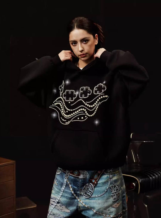 YADcrew x BIPOLAR Puzzle Pearl Embroidered Hoodie | Face 3 Face