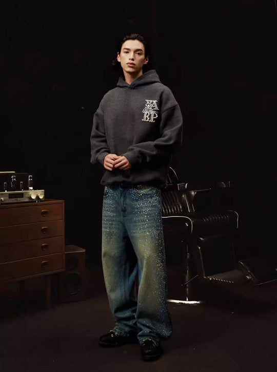 YADcrew x BIPOLAR Logo Pearl Embroidered Hoodie | Face 3 Face