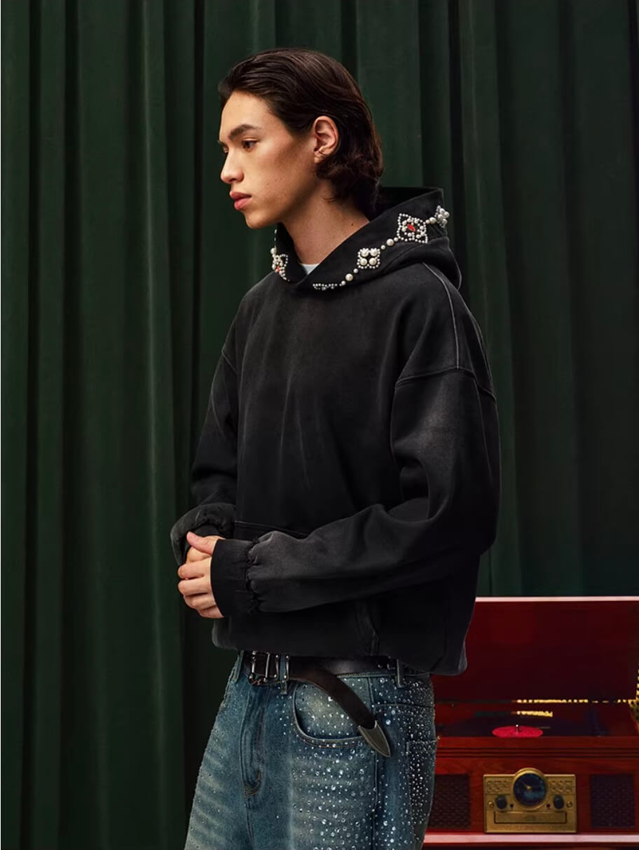 YADcrew Pearl Hood Washed Distressed Hoodie | Face 3 Face