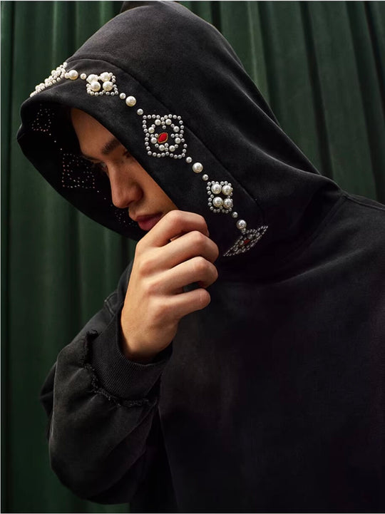 YADcrew Pearl Hood Washed Distressed Hoodie | Face 3 Face