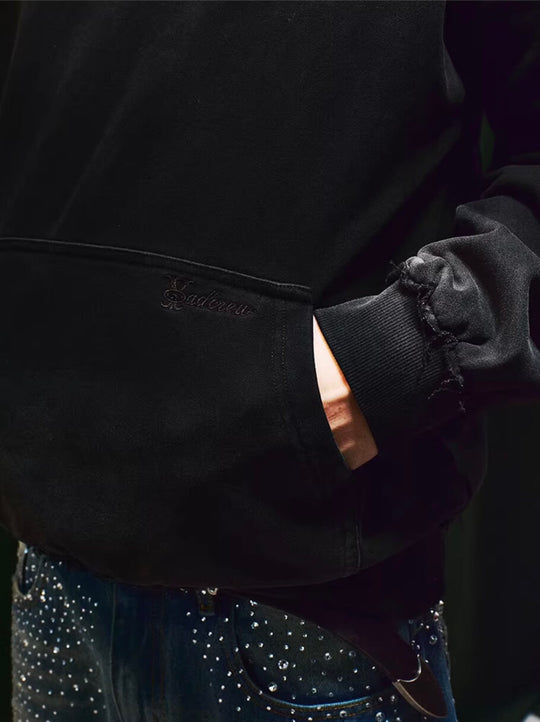 YADcrew Pearl Hood Washed Distressed Hoodie | Face 3 Face