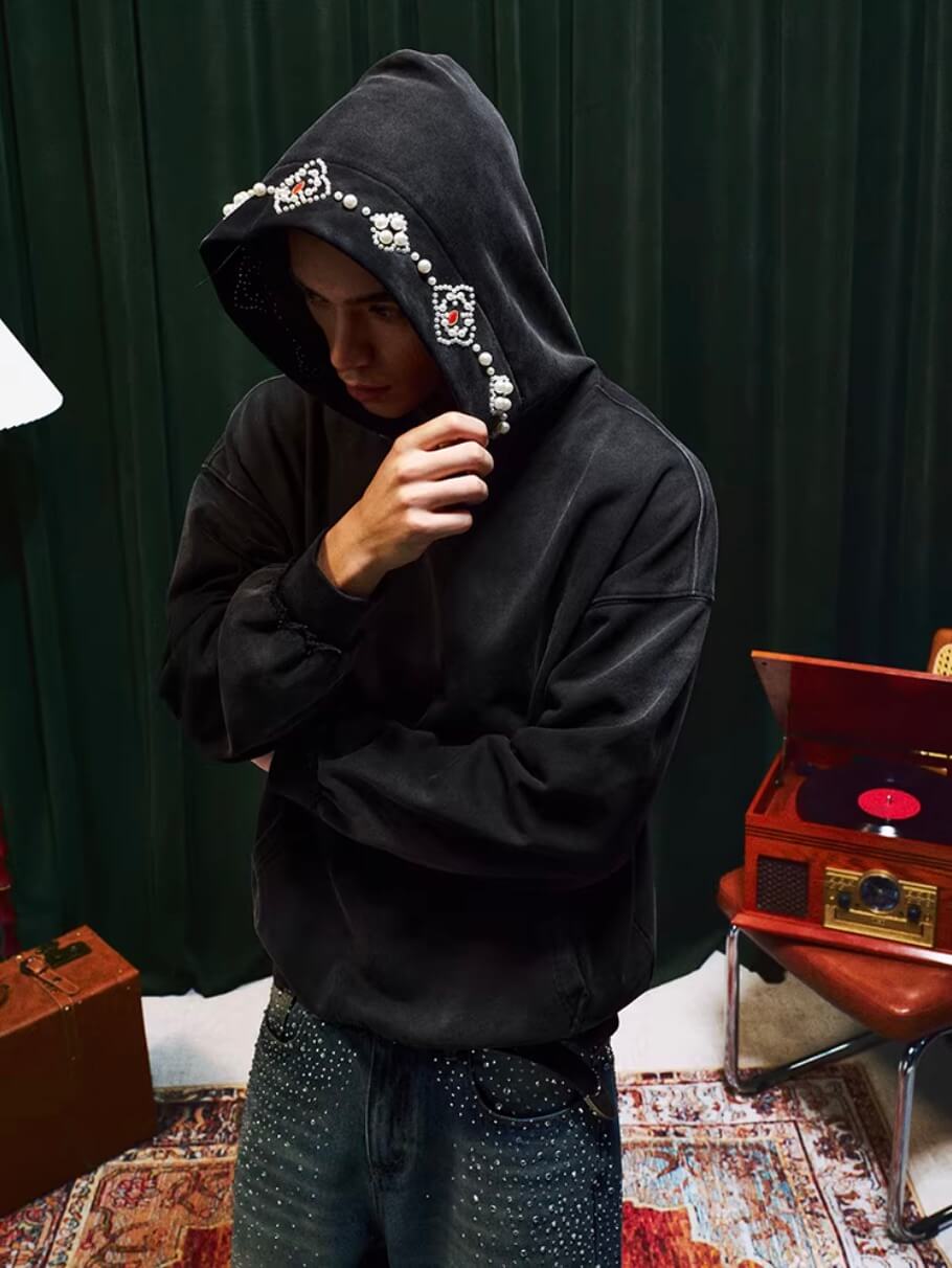 YADcrew Pearl Hood Washed Distressed Hoodie | Face 3 Face