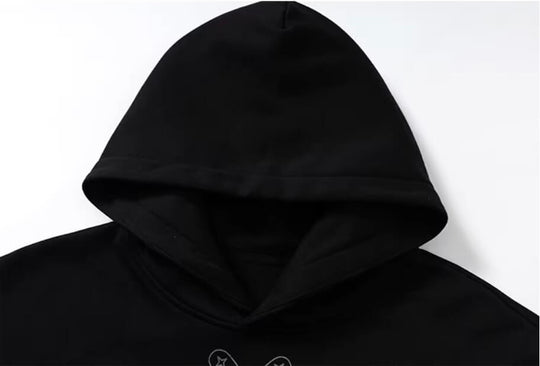 YADcrew Black Cat Print Pearl Hoodie | Face 3 Face