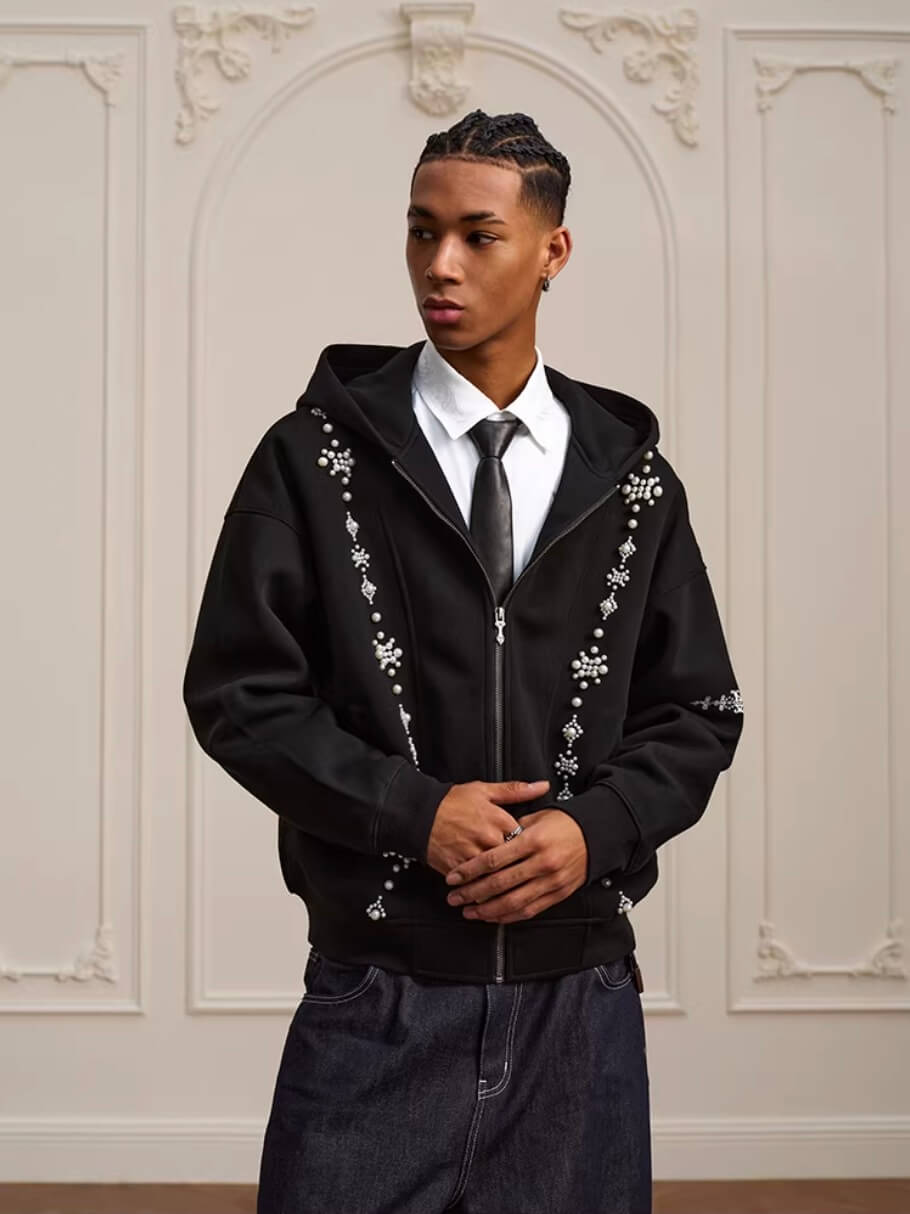 YADcrew Star Track Pearl Zip Up Hoodie | Face 3 Face