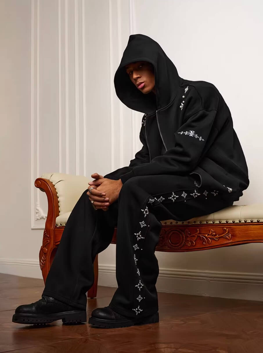 YADcrew Star Track Pearl Zip Up Hoodie | Face 3 Face