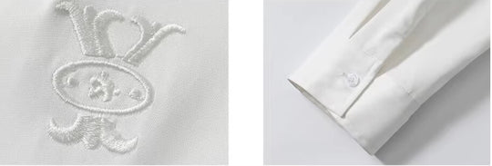 YADcrew Embroidered Lapel Button Up Long Sleeve Shirt | Face 3 Face