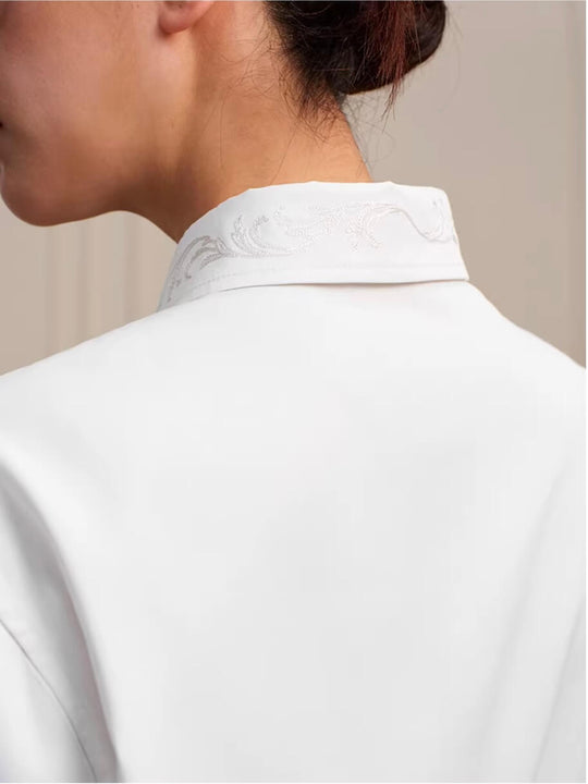 YADcrew Embroidered Lapel Button Up Long Sleeve Shirt | Face 3 Face