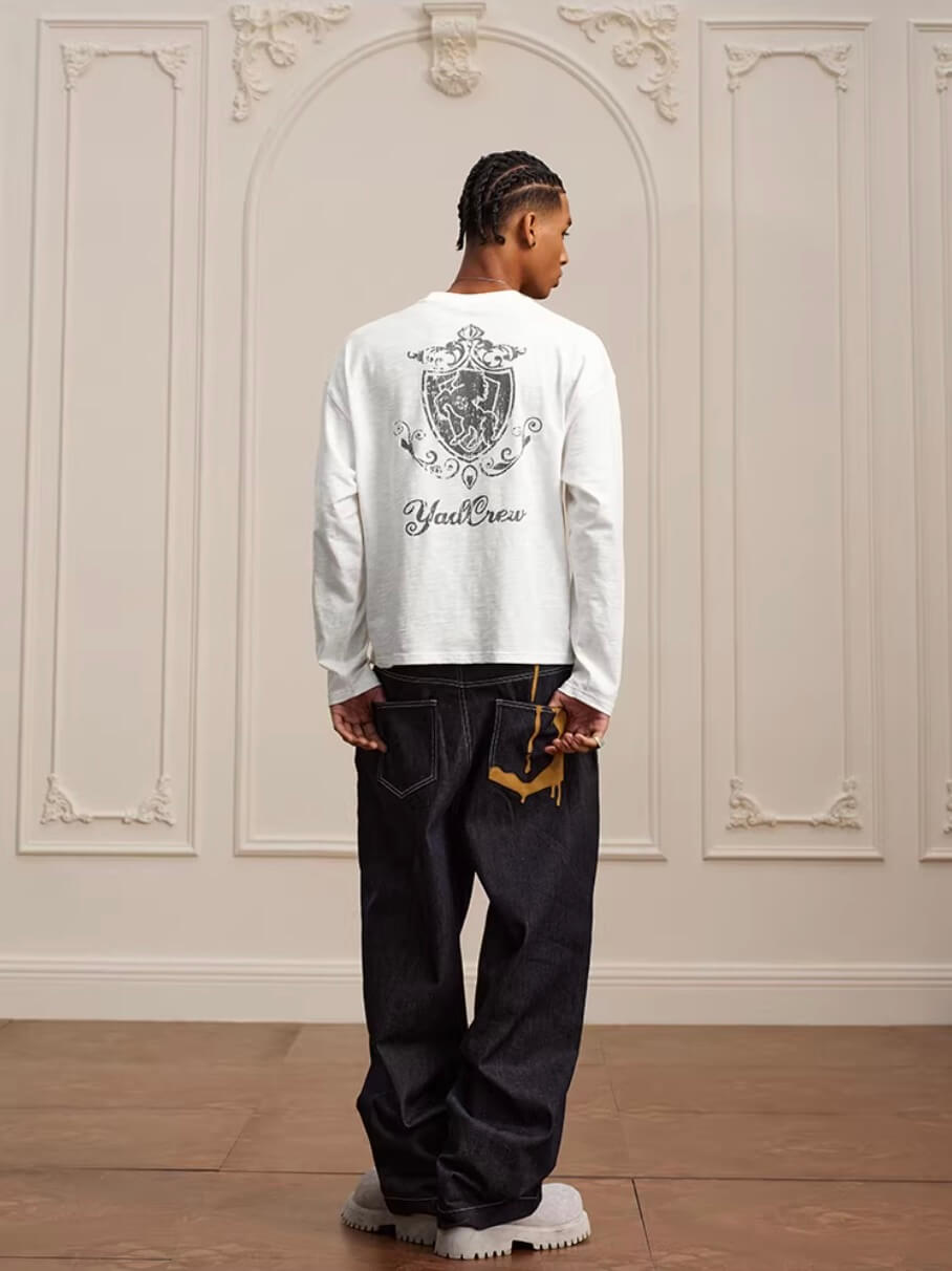 YADcrew Horse Vintage Print Long Sleeve Tee | Face 3 Face