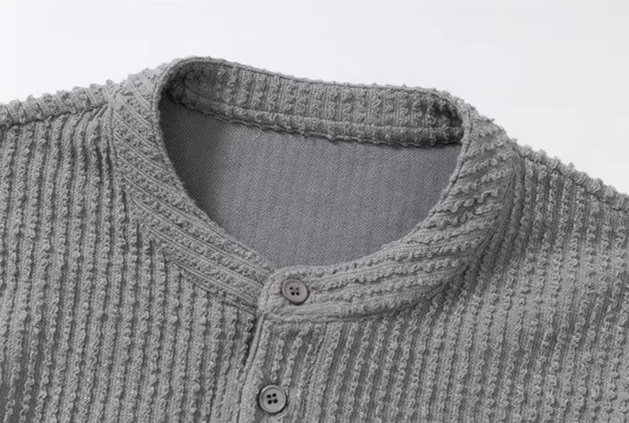 YADcrew Twisted Henley Pinstripe Long Sleeve Tee | Face 3 Face