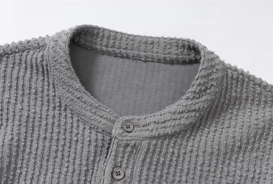 YADcrew Twisted Henley Pinstripe Long Sleeve Tee | Face 3 Face